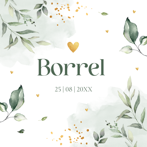 Kraamborrelkaartje jongen groen botanisch bladeren