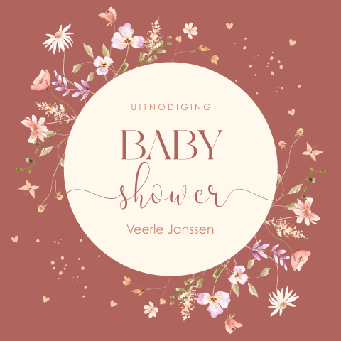 Babyshower uitnodiging bloemen