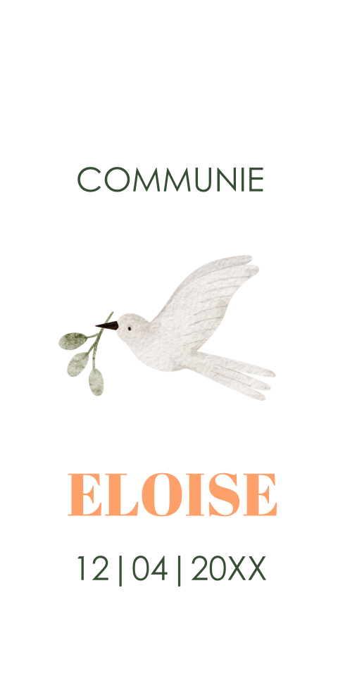 Communie labeltje meisje vogel oranje