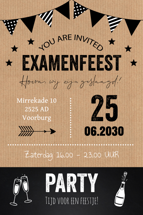 Uitnodiging geslaagd typografie kraftlook