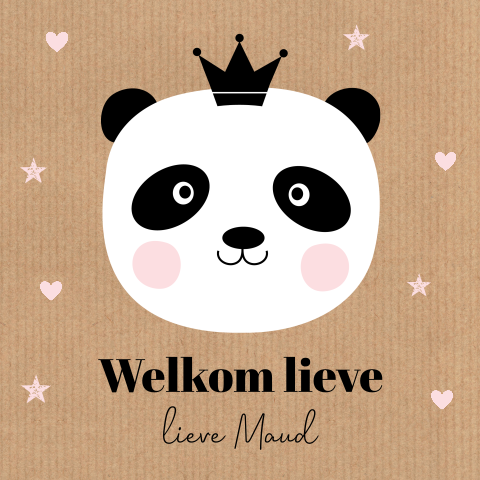 Felicitatie kaart geboorte dochter baby meisje pandabeer sterren kraft