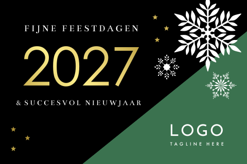 Zakelijke kerstkaart groen zwart geometrisch modern goudfolie