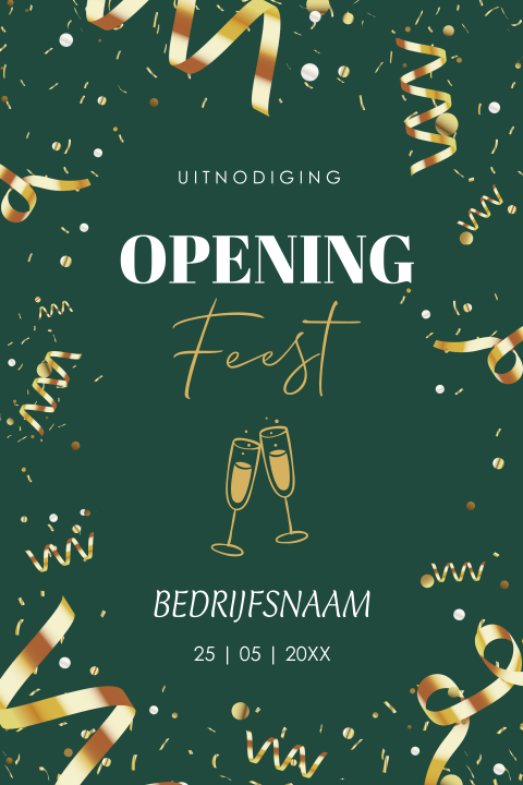 Zakelijke uitnodiging opening feest confetti groen