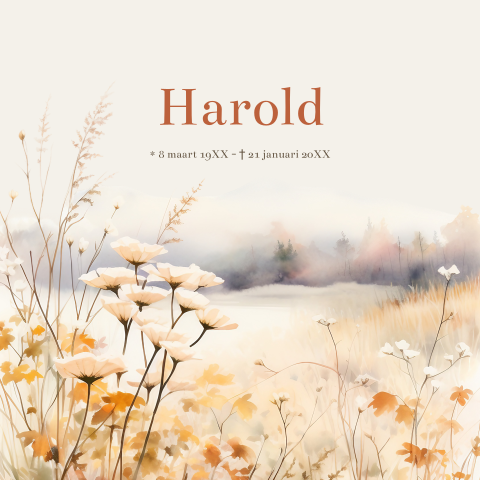 Rouwkaart natuur landschap herfst aquarel