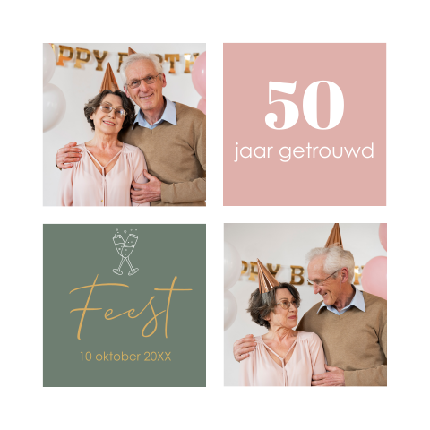Uitnodiging jubileum huwelijk 50 jaar getrouwd eigen foto