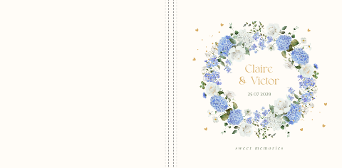 Gastenboek bruiloft bloemen blauw hortensia
