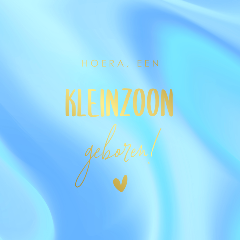 Felicitatie kaart kleinzoon blauw holografisch met goudfolie