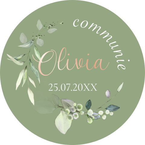 Sluitzegels communie groen botanisch foliedruk