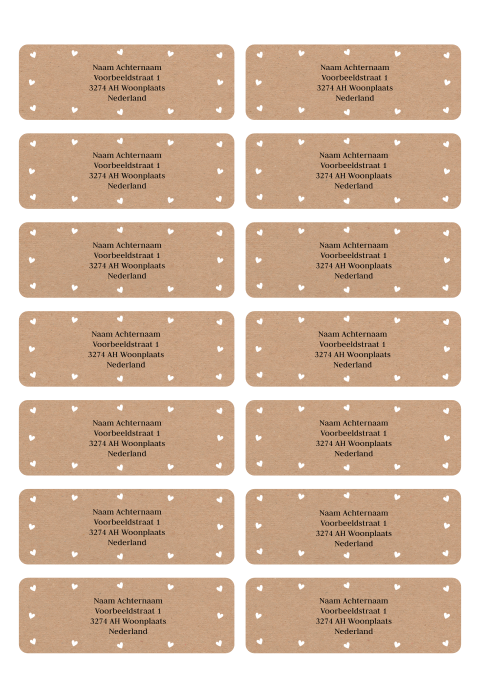 Adressticker kraftlook hartjes | 14 stuks 97X34 mm