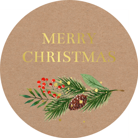 Kerst sluitstickers kraftlook met logo | 25 stuks