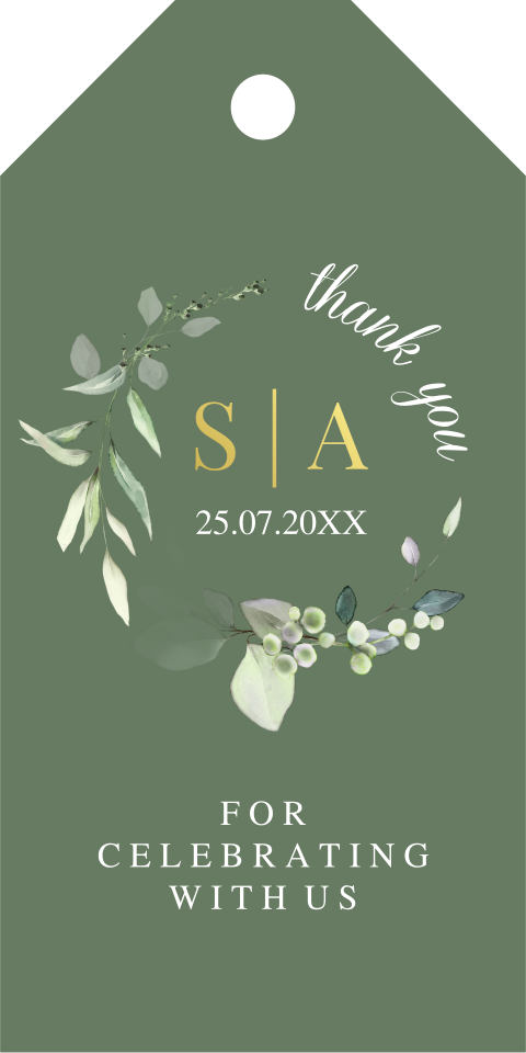 Labels huwelijk groen namen botanisch krans |  18 stuks