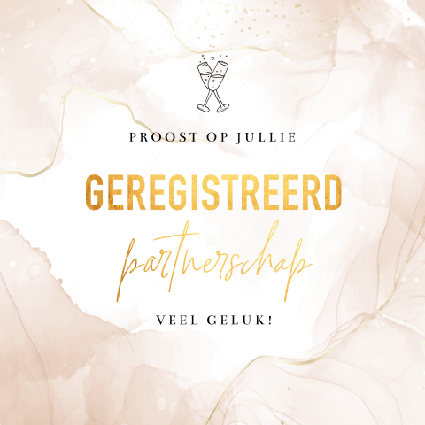 Felicitatie geregistreerd partnerschap kaart beige marmerlook