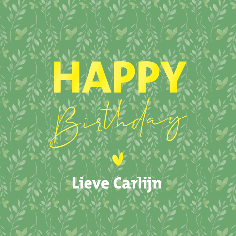 Verjaardagskaart groen patroon bladeren hoogglans