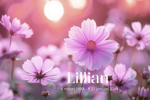 Rouwkaart met prachtige bloemen roze paars vrouw