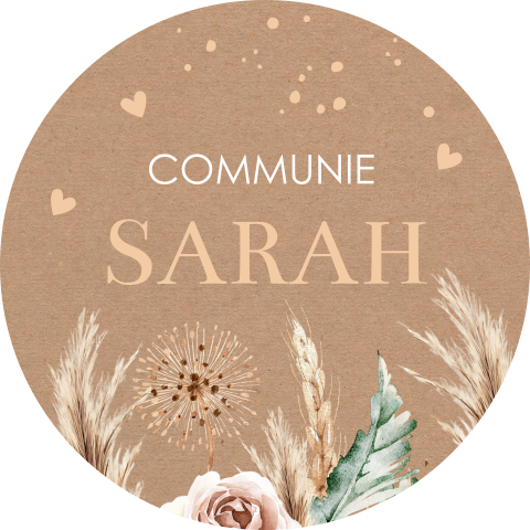 Sluitstickers communie bohemian bloemen kraft