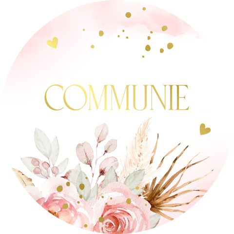 Sluitstickers communie bohemian roze goudfolie | 25 stuks