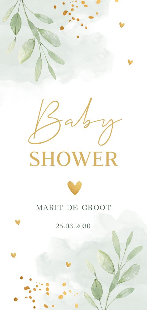 Babyshower uitnodiging mintgroen waterverf floral