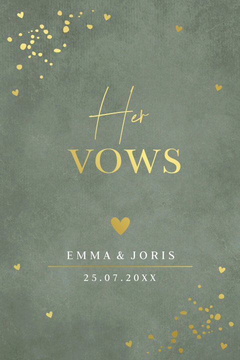 Geloftenkaart groen spetters hartjes goudfolie