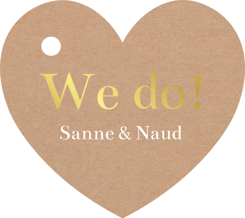 Label hartje kraftlook goudfolie | 16 stuks