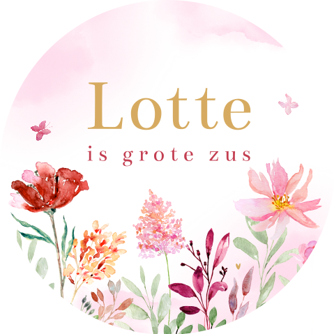 Stickers geboorte traktatie bloemen roze | 25 stuks