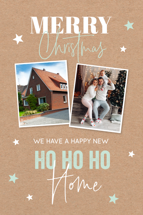 Kerst verhuiskaart fotocollage kraft sterren