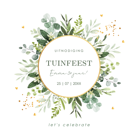Tuinfeest uitnodiging feest botanisch groen bladeren 