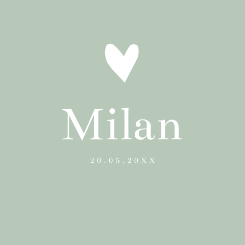 Geboortekaartje minimalistisch jongen groen hartje