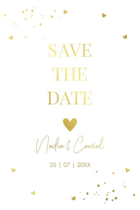 Klassieke Save the Date kaart wit goudfolie