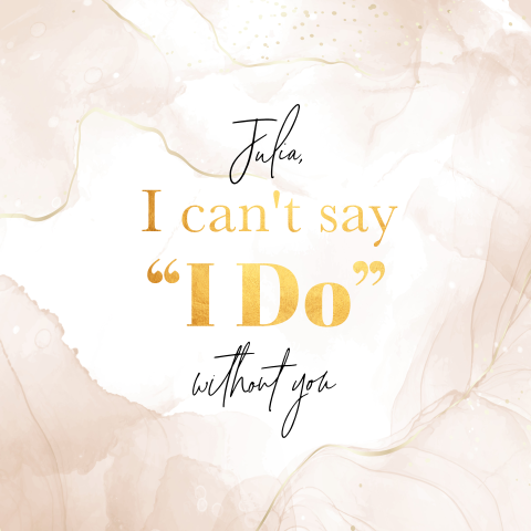 Kaart I can t say I do without you marmerlook beige goudlook