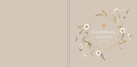 Gastenboek huwelijk beige floral bloemen