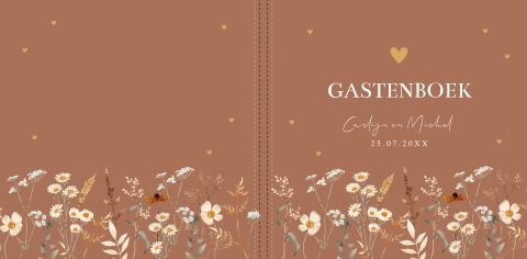 Gastenboek bruiloft brons bruin bloemen