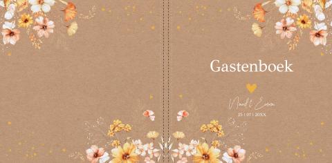 Gastenboek bruiloft bloemen geel oranje