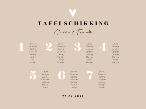 Tafelschikking bruiloftsbord beige modern