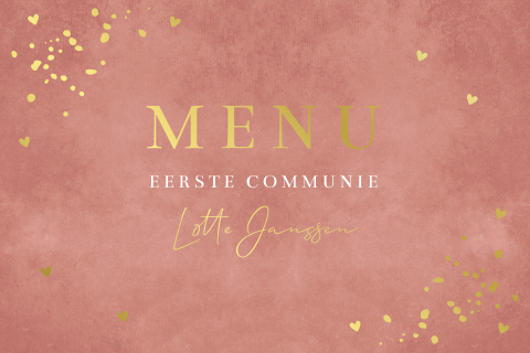 Menukaart roestbruin confetti foliedruk