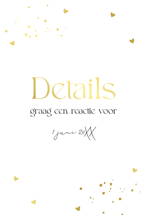 Extra detail kaartje huwelijk wit goudfolie