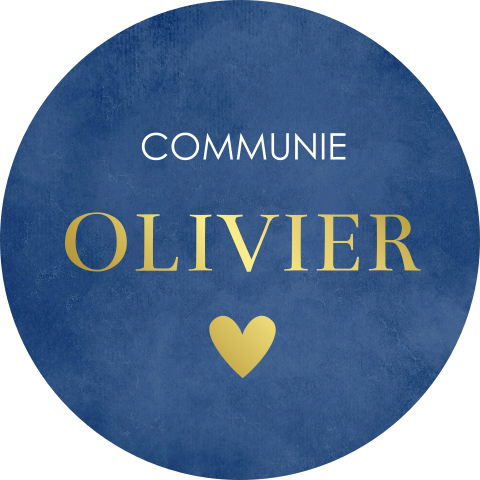 Sluitstickers communie blauw hartje goudfolie | 25 stuks