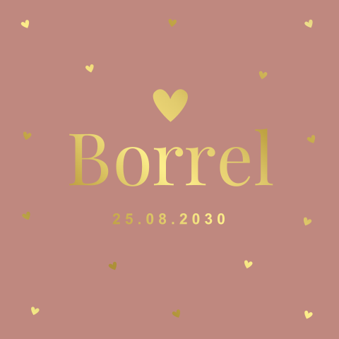 Kraamborrelkaart meisje oudroze goudfolie