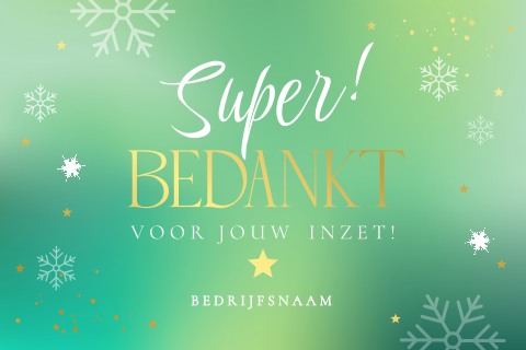 Zakelijke kerstkaart groen bedankt medewerkers inzet goudfolie