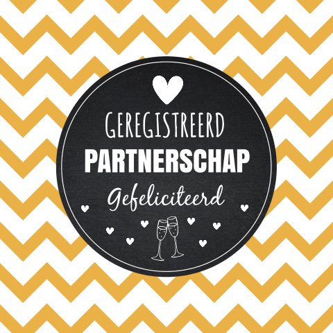 Felicitatie geregistreerd partnerschap kaart geel zigzag print