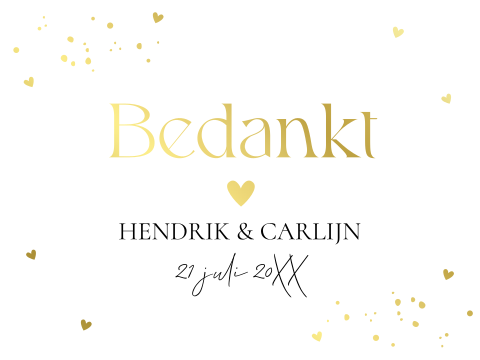 Bedank labelkaartje met goudfolie 10 X 7,5 CM