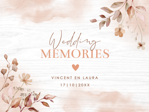 Bruiloft memorybox hout terracotta bloemen