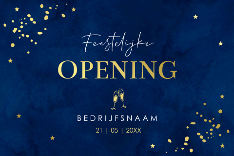 Zakelijke uitnodiging opening blauw luxe goudfolie