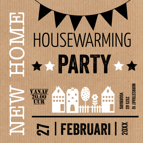 Housewarming typografie kraft look
