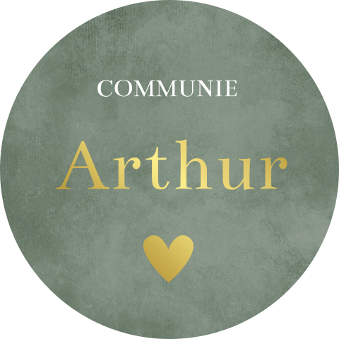 Sluitstickers communie groen goudfolie | 25 stuks