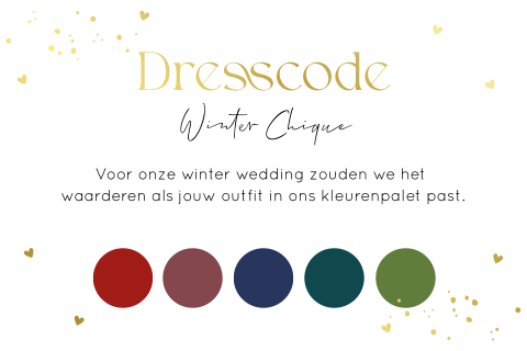 Dresscode kaartje winter chique huwelijk kleurenpalet