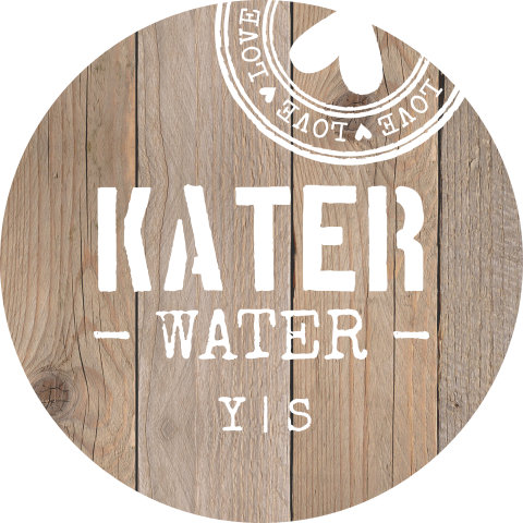 Sticker voor katerwater stoer initialen houtlook | 12 stuks
