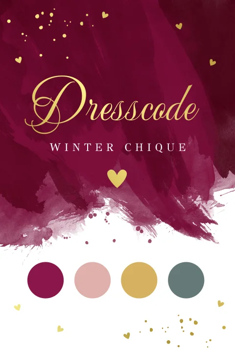 Code Rood Vrouw Dresscode kaartje huwelijk rood kleurenpalet winter chique
