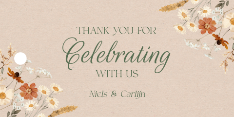 Labeljes huwelijk bloemen kraftlook 7 x 3,5 cm | 10 stuks