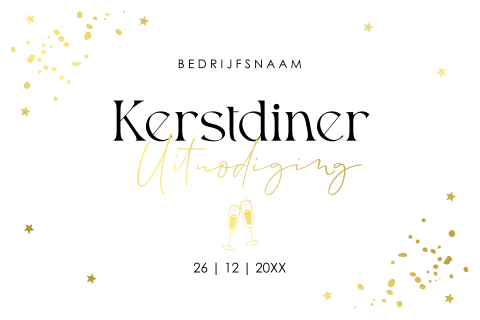 Luxe zakelijke kerstdiner uitnodiging wit met goudfolie