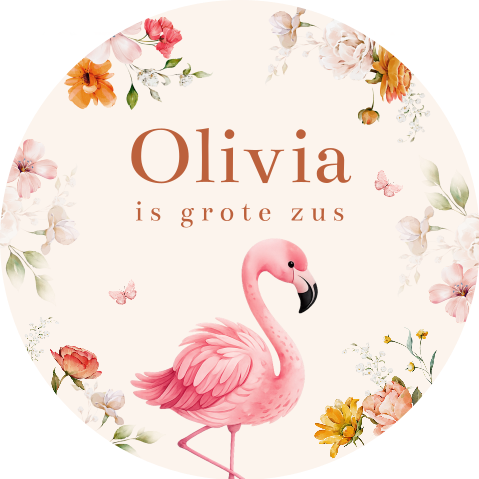 Stickers traktatie geboorte flamingo | 25 stuks